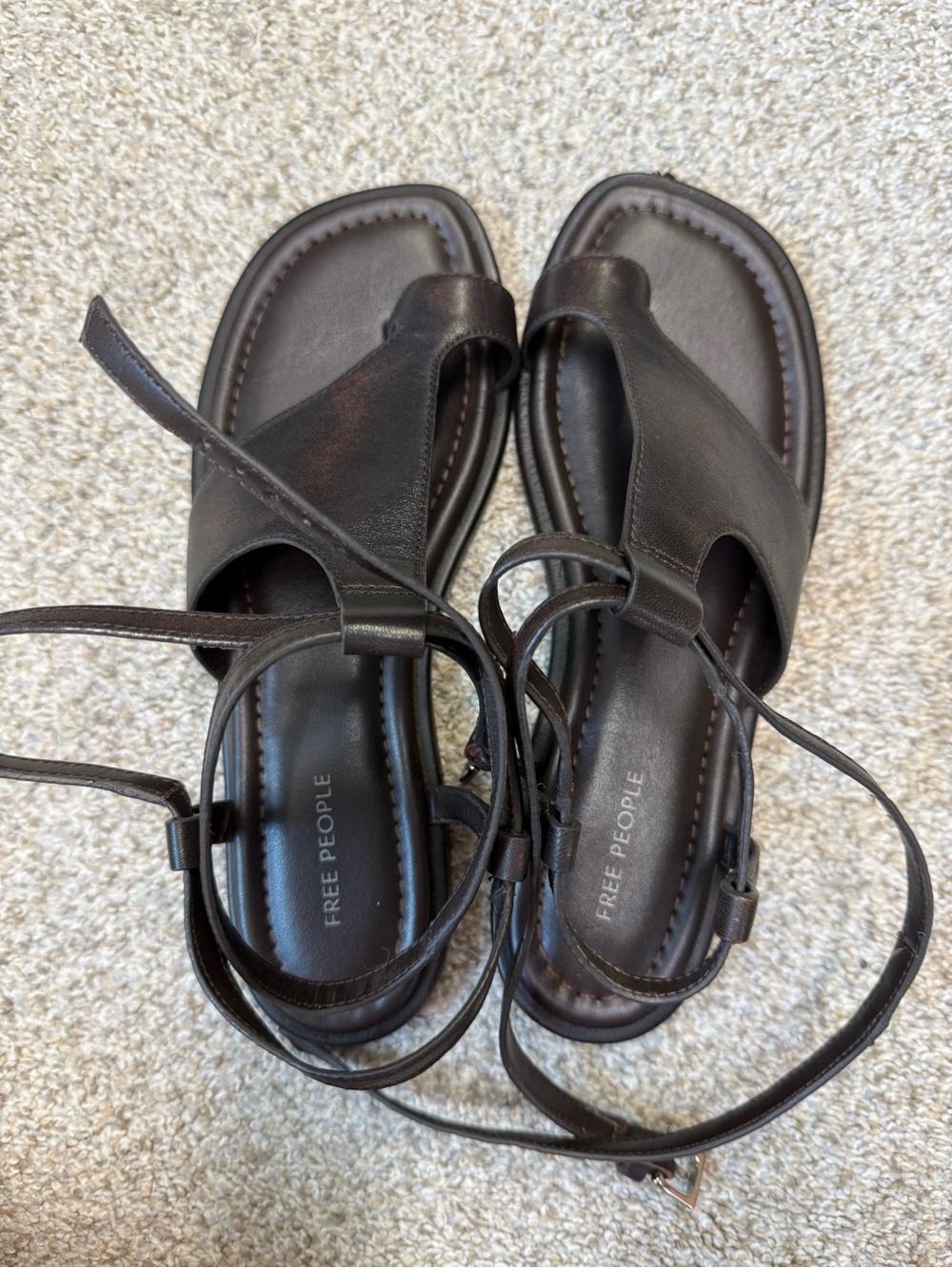 Free People Kids Dark Brown Toe-Loop Wrap Sandals